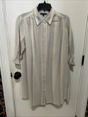 BOHO CHIC, Size M, NWT- Cream Striped Button-Front Mini Dress
